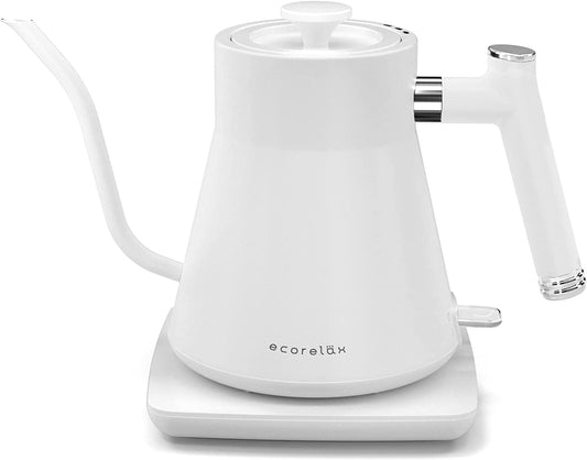 Gooseneck Electric Kettle, Pour over Coffee and Tea Kettle, 100% Stainless Steel Inner with Leak Proof Design, 1200W Rapid Heating, Strix Boil-Dry Protection, 0.8L, Matte White